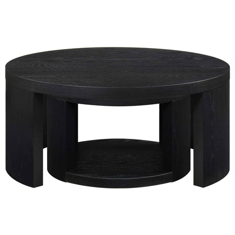 Sweeney Black 2-piece Round Wood Occasional Nesting Table Set by Coaster at Eve Furniture
