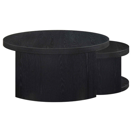 Sweeney Black 2-piece Round Wood Occasional Nesting Table Set by Coaster at Eve Furniture