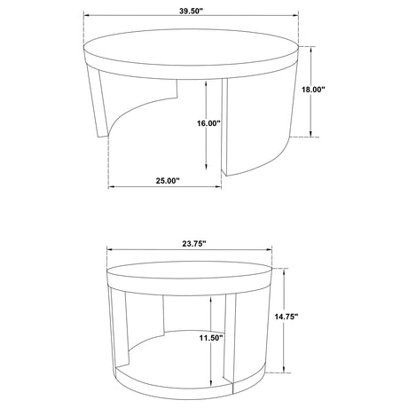 Sweeney Black 2-piece Round Wood Occasional Nesting Table Set by Coaster at Eve Furniture