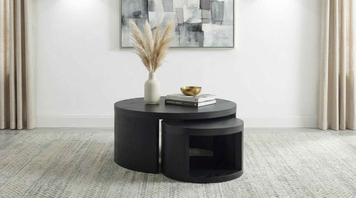 Sweeney Black 2-piece Round Wood Occasional Nesting Table Set by Coaster at Eve Furniture