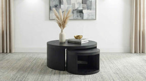 Sweeney Black 2-piece Round Wood Occasional Nesting Table Set by Coaster at Eve Furniture