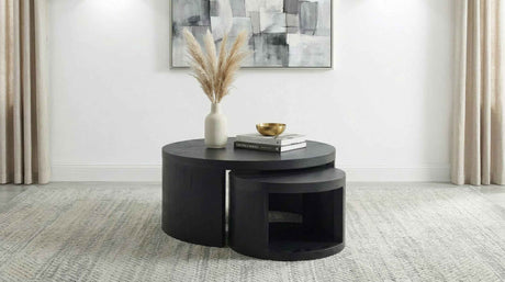 Sweeney Black 2-piece Round Wood Occasional Nesting Table Set by Coaster at Eve Furniture
