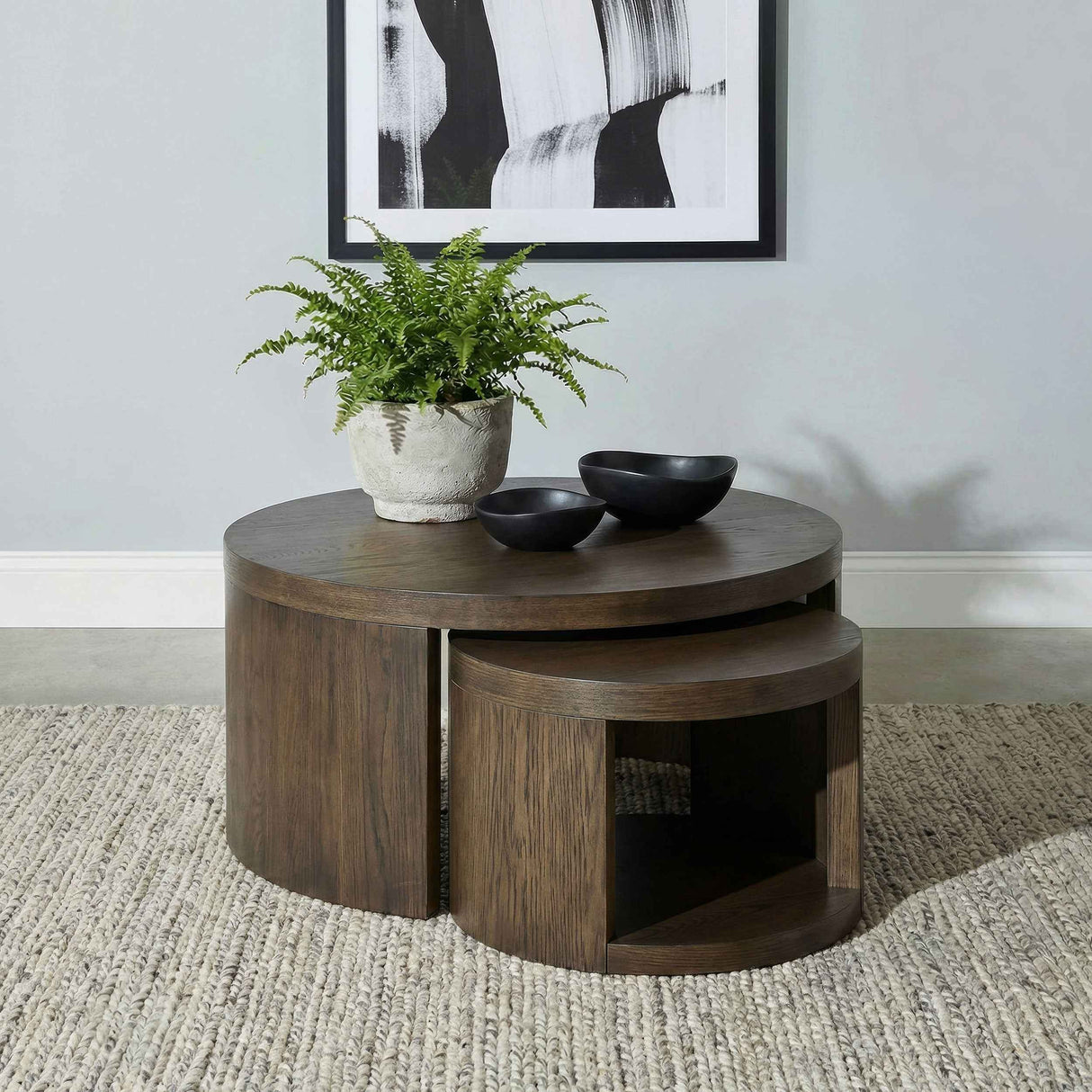 Sweeney Dark Walnut 2-piece Round Wood Occasional Nesting Table Set by Coaster at Eve Furniture