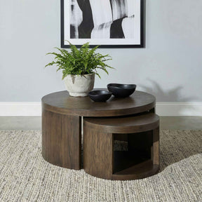 Sweeney Dark Walnut 2-piece Round Wood Occasional Nesting Table Set by Coaster at Eve Furniture