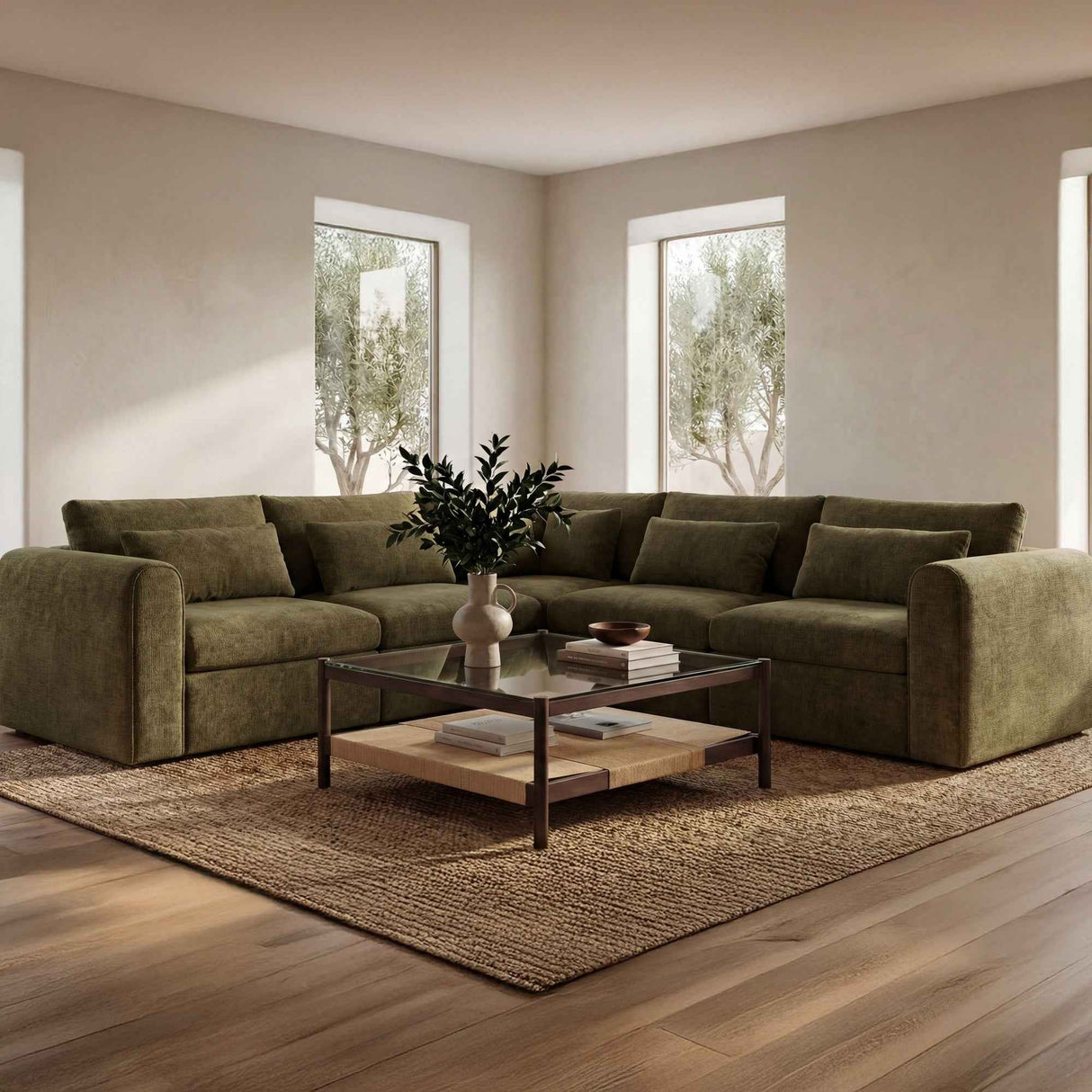 Swift Dark Green Classic L Modular Sectional by Moe's Home at Eve Furniture