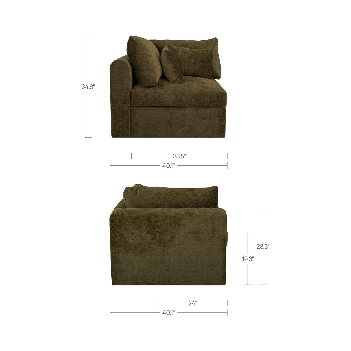 Swift Dark Green Corner Chair by Moe's Home at Eve Furniture