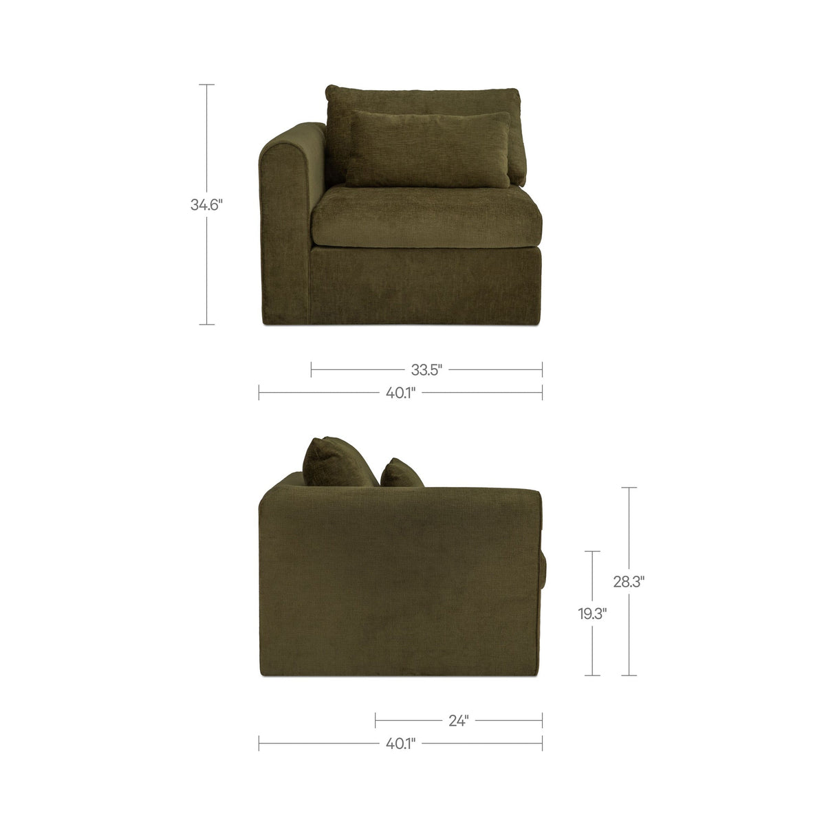 Swift Dark Green Left Arm Facing Chair by MOES at Eve Furniture
