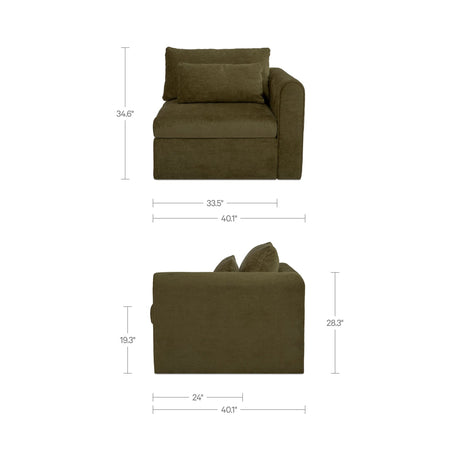 Swift Dark Green Right Arm Facing Chair by MOES at Eve Furniture