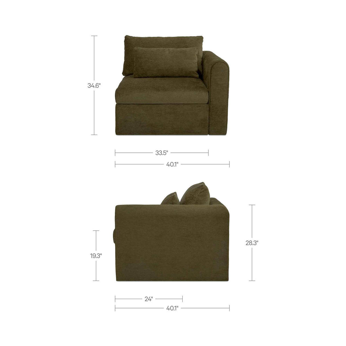 Swift Dark Green Right Arm Facing Chair by Moe's Home at Eve Furniture