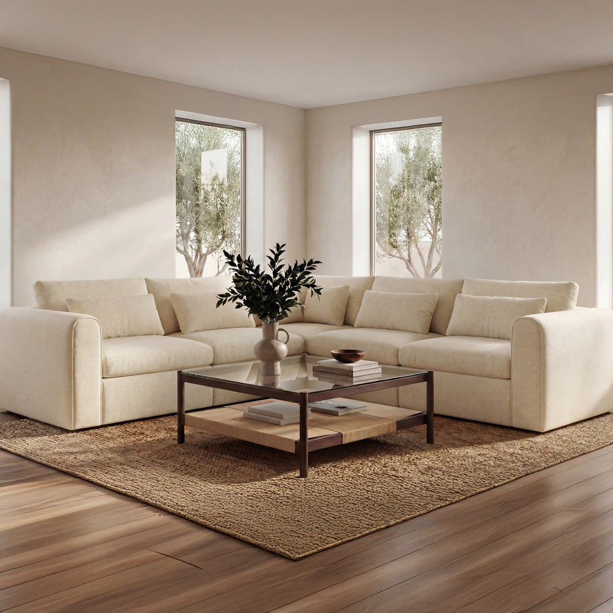 Swift Light Beige Corner Chair by MOES at Eve Furniture