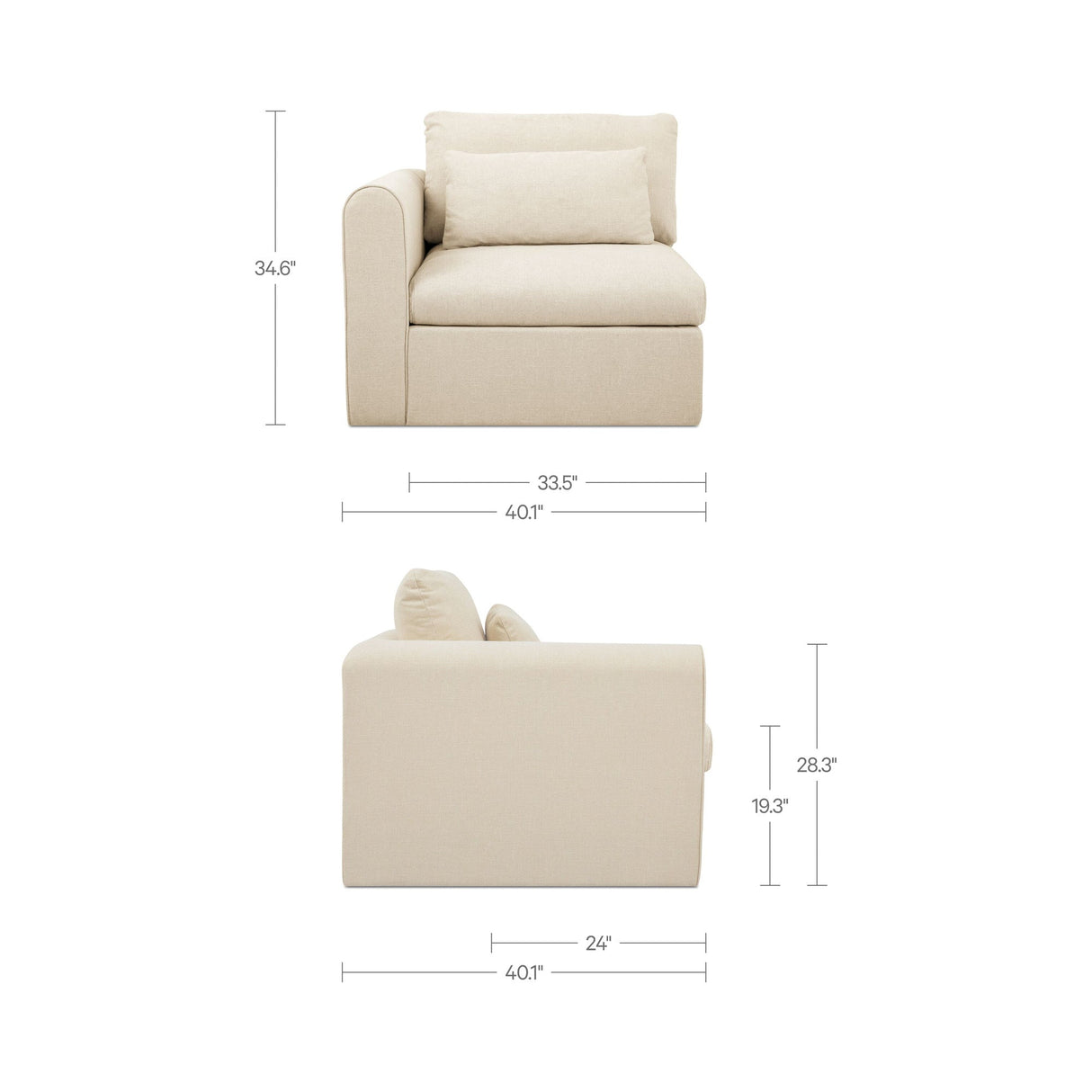Swift Light Beige Left Arm Facing Chair by MOES at Eve Furniture
