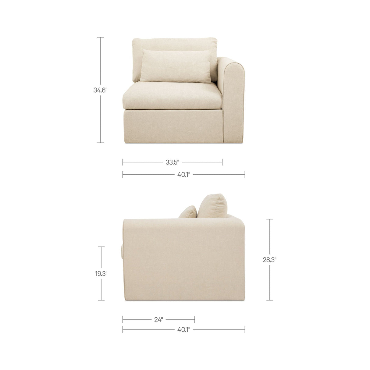 Swift Light Beige Right Arm Facing Chair by MOES at Eve Furniture