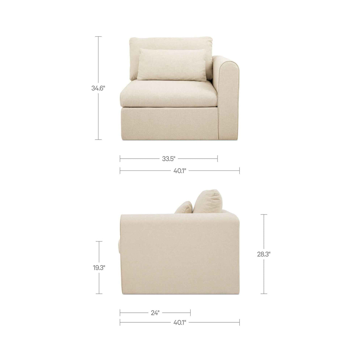 Swift Light Beige Right Arm Facing Chair by Moe's Home at Eve Furniture