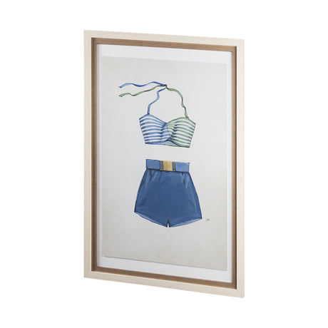 Swimsuit Blue by Mercana Studio a Hand Embellished Textured Framed Art Print Matted under Glass by Mercana at Eve Furniture