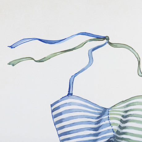 Swimsuit Blue by Mercana Studio a Hand Embellished Textured Framed Art Print Matted under Glass by Mercana at Eve Furniture
