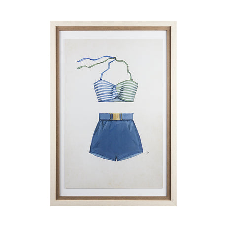 Swimsuit Blue by Mercana Studio a Hand Embellished Textured Framed Art Print Matted under Glass by Mercana at Eve Furniture