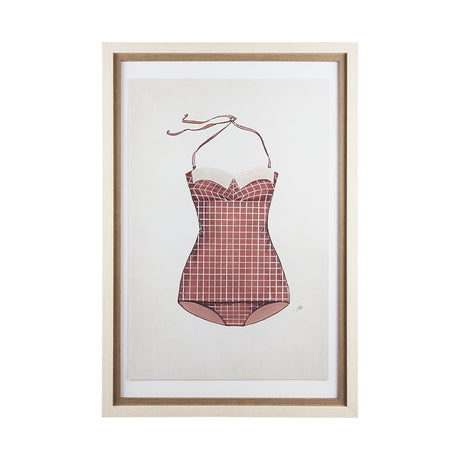 Swimsuit Pink by Mercana Studio a Hand Embellished Textured Framed Art Print Matted under Glass by Mercana at Eve Furniture