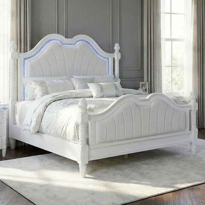 Swindon Pearl White 5-Piece Queen Bedroom Set by Furniture of America at Eve Furniture