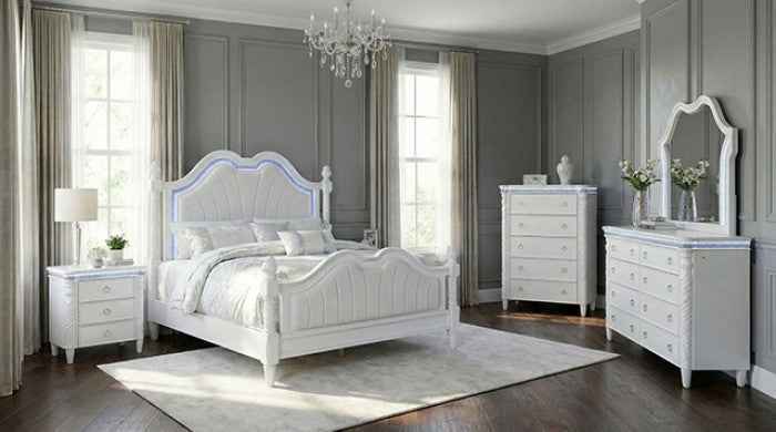 Swindon Pearl White 5-Piece Queen Bedroom Set by Furniture of America at Eve Furniture