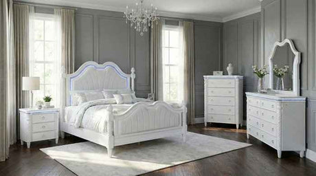 Swindon Pearl White 5-Piece Queen Bedroom Set by Furniture of America at Eve Furniture
