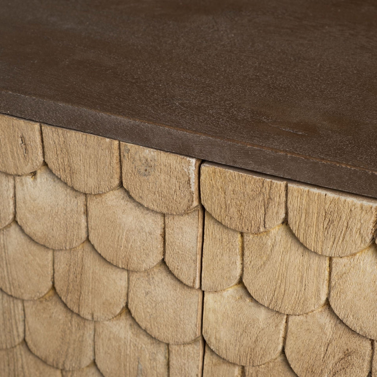 Swordfish Two-Tone Brown Wood Cabinet Silver Metal Base 4 Cabinet Door Sideboard by Mercana at Eve Furniture