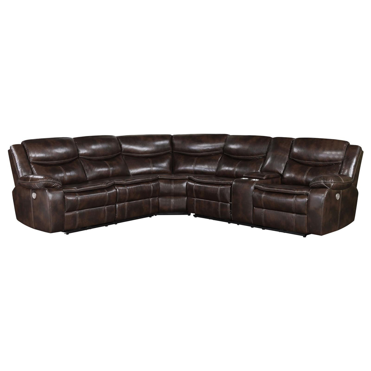 Sycamore Brown Upholstered Power Reclining Sectional by Coaster at Eve Furniture