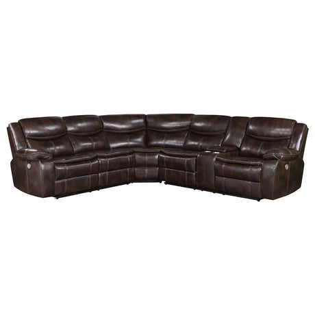 Sycamore Brown Upholstered Power Reclining Sectional by Coaster at Eve Furniture