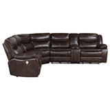 Sycamore Brown Upholstered Power Reclining Sectional by Coaster at Eve Furniture