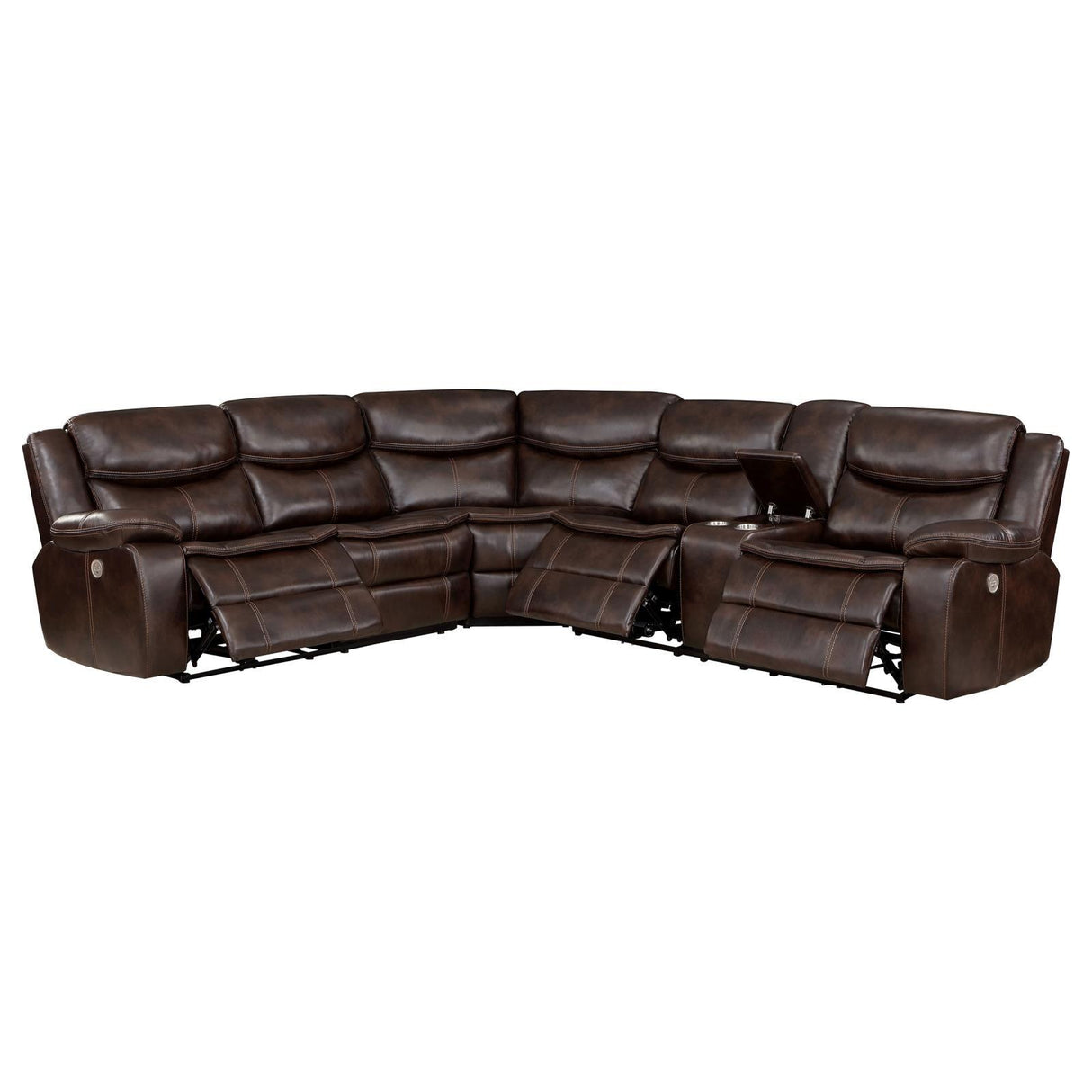 Sycamore Brown Upholstered Power Reclining Sectional by Coaster at Eve Furniture