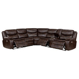 Sycamore Brown Upholstered Power Reclining Sectional by Coaster at Eve Furniture