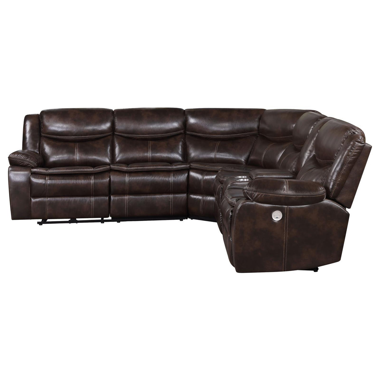 Sycamore Brown Upholstered Power Reclining Sectional by Coaster at Eve Furniture