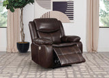 Sycamore Dark Brown Upholstered Power Recliner Chair by Coaster at Eve Furniture