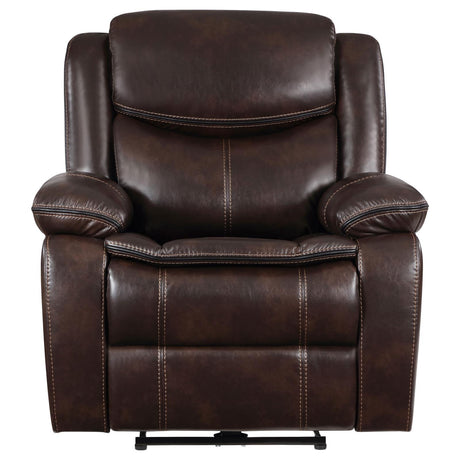 Sycamore Dark Brown Upholstered Power Recliner Chair by Coaster at Eve Furniture