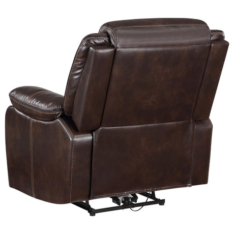 Sycamore Dark Brown Upholstered Power Recliner Chair by Coaster at Eve Furniture