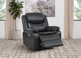 Sycamore Dark Grey Upholstered Power Recliner Chair by Coaster at Eve Furniture