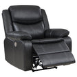 Sycamore Dark Grey Upholstered Power Recliner Chair by Coaster at Eve Furniture