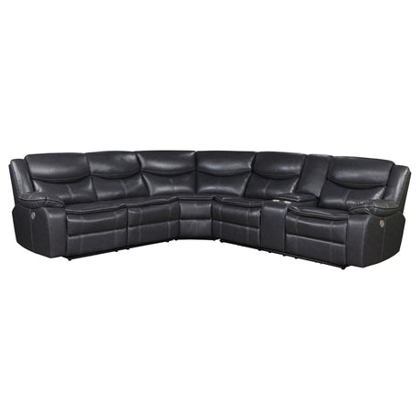 Sycamore Gray Upholstered Power Reclining Sectional by Coaster at Eve Furniture