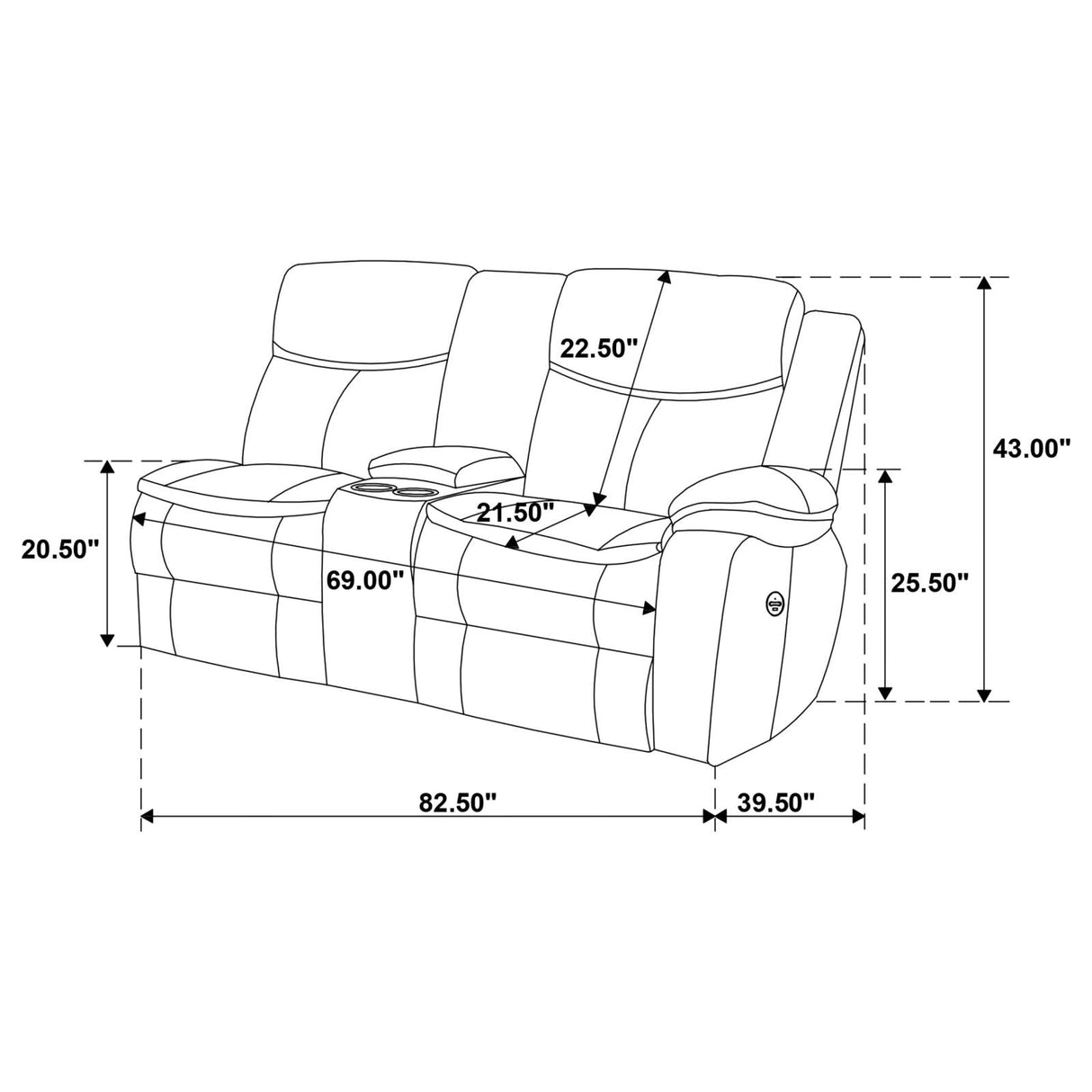 Sycamore Dark Brown Power Reclining Sectional