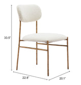 Sydhavnen Cream & Gold Dining Chair by Zuomod at Eve Furniture