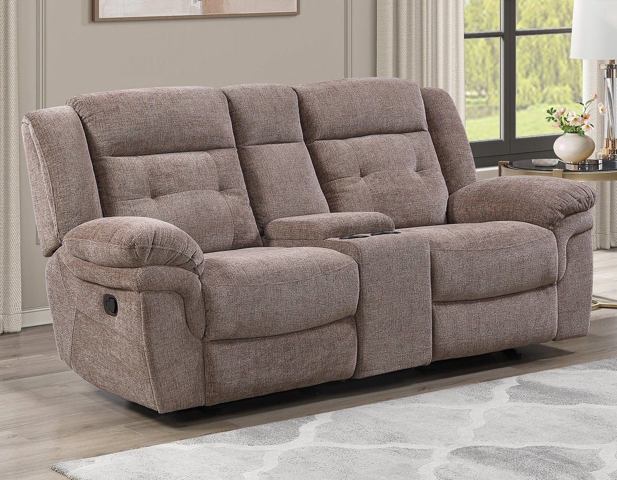 Sydney Console Loveseat, Manual Reclining, Glider, Brown by Steve Silver at Eve Furniture