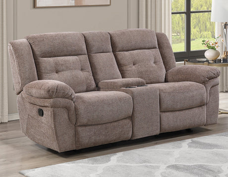 Sydney Console Loveseat, Manual Reclining, Glider, Brown by Steve Silver at Eve Furniture