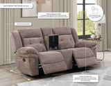 Sydney Console Loveseat, Manual Reclining, Glider, Brown by Steve Silver at Eve Furniture
