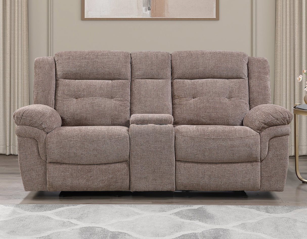 Sydney Console Loveseat, Manual Reclining, Glider, Brown by Steve Silver at Eve Furniture