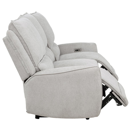 Sylmar Chenille Upholstered Power Reclining Sofa Dove Grey by Coaster at Eve Furniture