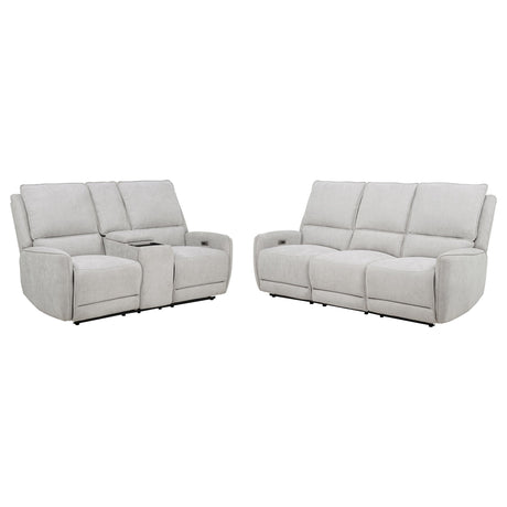 Sylmar Dove Gray 2-Piece Chenille Power Reclining Set by Coaster at Eve Furniture