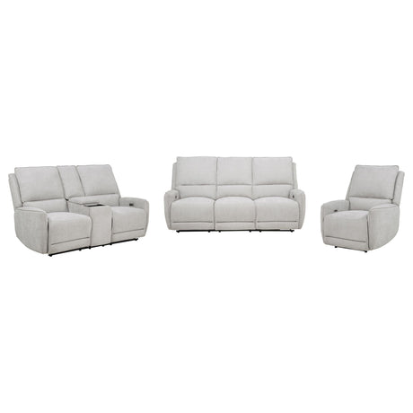 Sylmar Dove Gray 3-Piece Chenille Power Reclining Set by Coaster at Eve Furniture