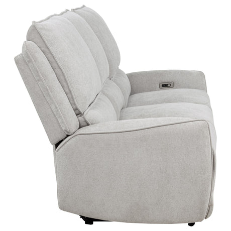 Sylmar Chenille Upholstered Power Reclining Sofa Dove Grey by Coaster at Eve Furniture