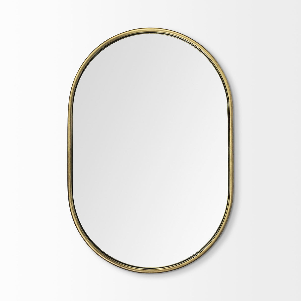 Sylvia I Oval Gold Metal Frame Wall Mirror by Mercana at Eve Furniture
