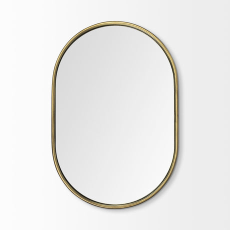 Sylvia I Oval Gold Metal Frame Wall Mirror by Mercana at Eve Furniture