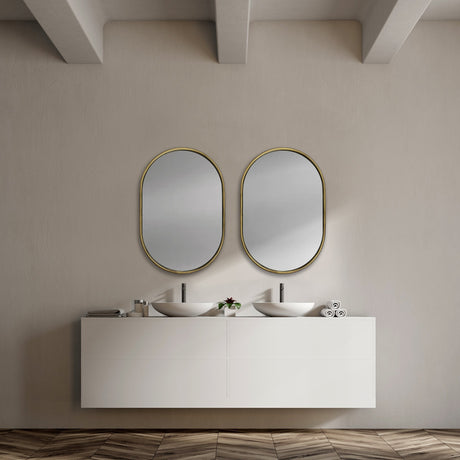Sylvia I Oval Gold Metal Frame Wall Mirror by Mercana at Eve Furniture